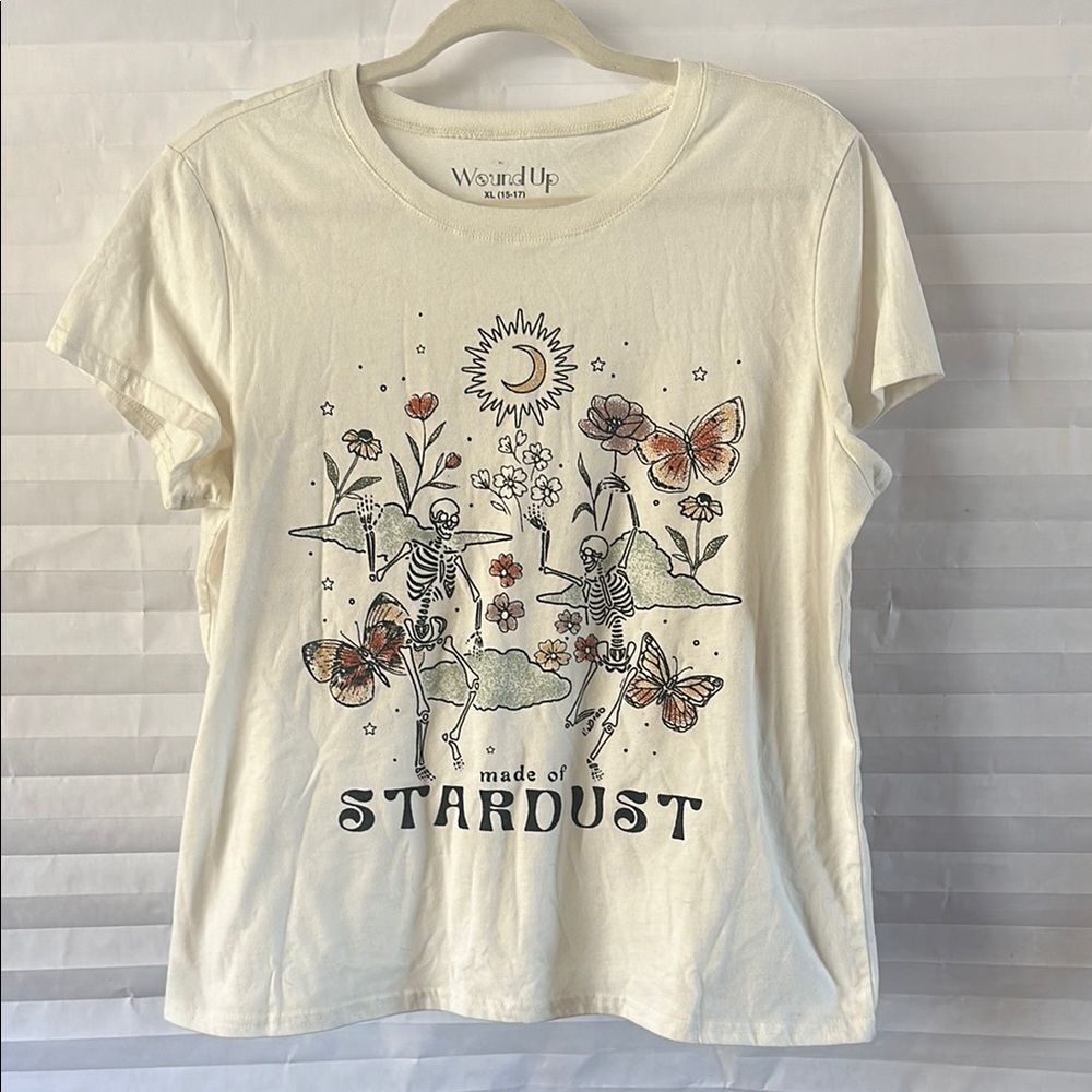 Wound Up Women’s T-Shirt “Made of Stardust” Graphic Tee Short Sleeve Size XL